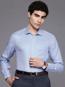 Louis Philippe Classic Geometric Self Design Pure Cotton Formal Shirt