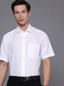 Louis Philippe Pure Cotton Self-Striped Classic Formal Shirt