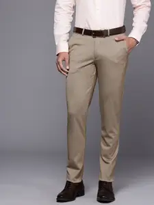 Louis Philippe Men Printed Slim Tapered Fit Formal Trousers