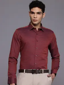 Louis Philippe Slim Fit Self Designed Pure Cotton Formal Shirt
