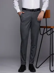 Louis Philippe Men Printed Slim Tapered Fit Formal Trousers