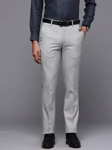 Louis Philippe Men Textured Slim Fit Formal Trousers