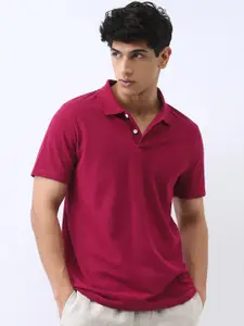 Urbano Fashion Men's Wine Solid Regular Fit Half Sleeve Polo Collar T-Shirt