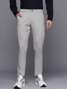 Louis Philippe Ath.Work Men Striped Comfort Tapered Fit Smart Casual Chinos Trousers