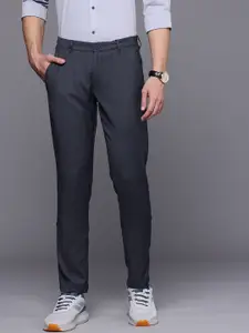 Louis Philippe Ath.Work Men Textured Comfort Tapered Fit Smart Casual Chinos Trousers