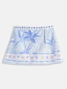 Mango Kids Girls Tropical Printed Pure Cotton Mini Skirt