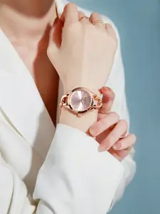 GIORDANO Women Round Dial & Stainless Steel Straps Analogue Watch GZ-60087-33