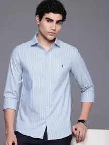 Louis Philippe Sport Super Slim Fit Striped Pure Cotton Casual Shirt