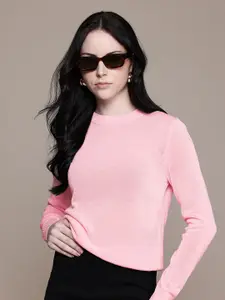 MANGO Round Neck Solid Pullover