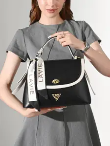 LAVIE Signature Colourblocked Structured Satchel with Cut Work