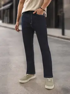 Urbano Fashion Men Dark Blue Straight Fit Washed Jeans Stretchable