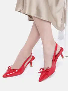 AXIUM Solid Bow Slim Heeled Pumps