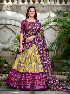 JULEE Floral Printed Ready To Wear Lehenga & Unstitched Blouse With Dupatta