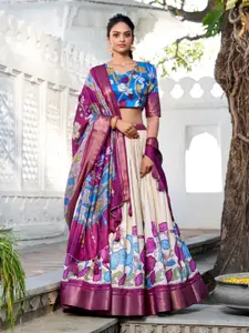 JULEE Floral Printed Ready To Wear Lehenga & Unstitched Blouse With Dupatta
