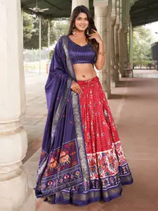 JULEE Floral Printed Ready To Wear Lehenga & Unstitched Blouse With Dupatta