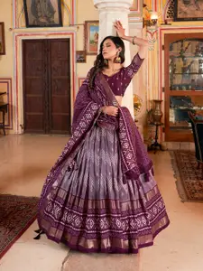 JULEE Floral Printed Ready To Wear Lehenga & Unstitched Blouse With Dupatta