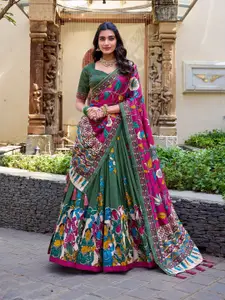JULEE Floral Printed Ready To Wear Lehenga & Unstitched Blouse With Dupatta