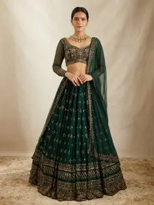 JULEE Floral Embroidered Sequinned Ready to Wear Lehenga & Unstitched Blouse With Dupatta