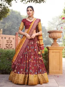 JULEE Floral Printed Ready To Wear Lehenga & Unstitched Blouse With Dupatta