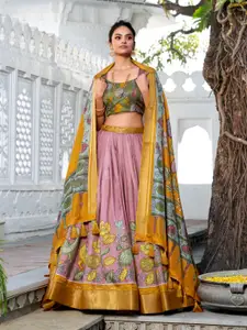 JULEE Floral Printed Ready To Wear Lehenga & Unstitched Blouse With Dupatta