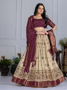JULEE Floral Printed Ready To Wear Lehenga & Unstitched Blouse With Dupatta