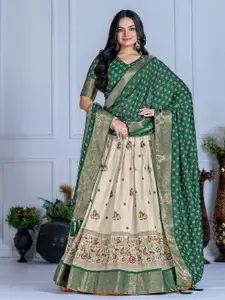 JULEE Printed Foil Print Ready to Wear Lehenga & Unstitched Blouse With Dupatta