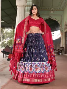 JULEE Floral Printed Ready To Wear Lehenga & Unstitched Blouse With Dupatta