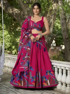 Aika Printed Foil Print Ready to Wear Lehenga & Unstitched Blouse With Dupatta