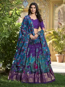 Aika Printed Kalamkari Ready to Wear Lehenga & Unstitched Blouse With Dupatta