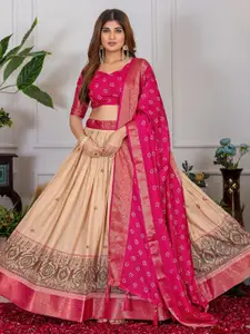 Aika Printed Foil Print Ready to Wear Lehenga & Unstitched Blouse With Dupatta