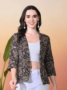 Sangria Floral Printed Open Front Shrug