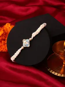 PANASH Pearls Rakhi Wraparound Bracelet With Roli Chawal