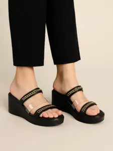 GLO GLAMP Women Wedge Sandals with Western - Embellished