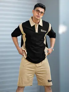 Maniac Madness Printed Cotton Polo Collar Neck T-Shirt With Shorts Co-Ords