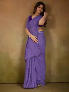 Saree mall  Embellished Sequinned Border Pure Georgette Leheriya Sarees