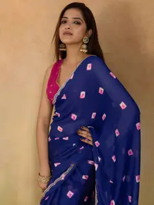 Saree mall Bandhani Printed Pure Chiffon Leheriya Sarees