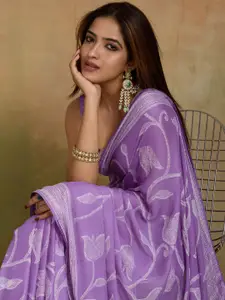 Saree mall Floral Embroidered Pure Georgette Sarees