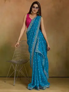 Saree mall Bandhani Sequinned Pure Chiffon Designer Sarees