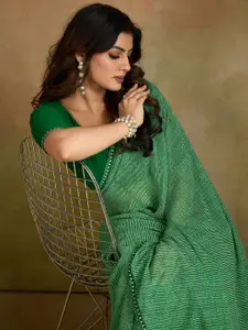 Saree mall Striped Pure Georgette Leheriya Sarees With Blouse Piece