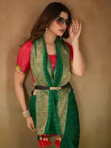 Saree mall Striped Woven Design Pure Georgette Leheriya Saree