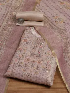 Biba Floral Printed Sequinned Unstitched Dress Material