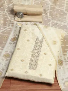 Biba Floral Woven Design Beads & Stones Unstitched Dress Material