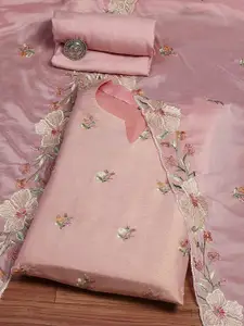 Biba Floral Embroidered Thread Work Tissue Unstitched Dress Material