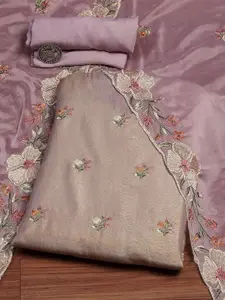 Biba Floral Embroidered Thread Work Tissue Unstitched Dress Material