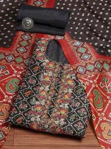 Biba Floral Priented Therad Work Tissue Unstitched Dress Material