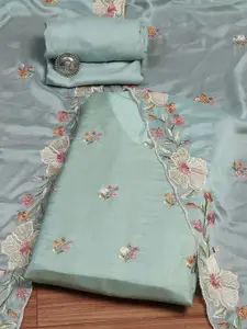 Biba Floral Embroidered Thread Work Unstitched Dress Material