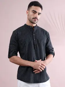 FILORI STUDIO Bandhani Printed Band Collar Pure Cotton Short Kurta
