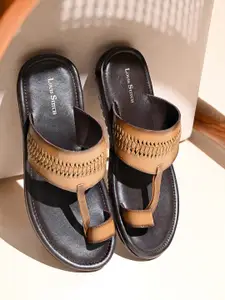 LOUIS STITCH Men Kolhapuri Style Lightweight Toe Ring Leather Sandals