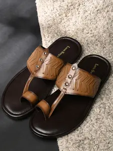 LOUIS STITCH Men Kolhapuri Style Lightweight Toe Ring Leather Sandals