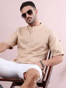 FILORI STUDIO Checked Band Collar Short Kurta